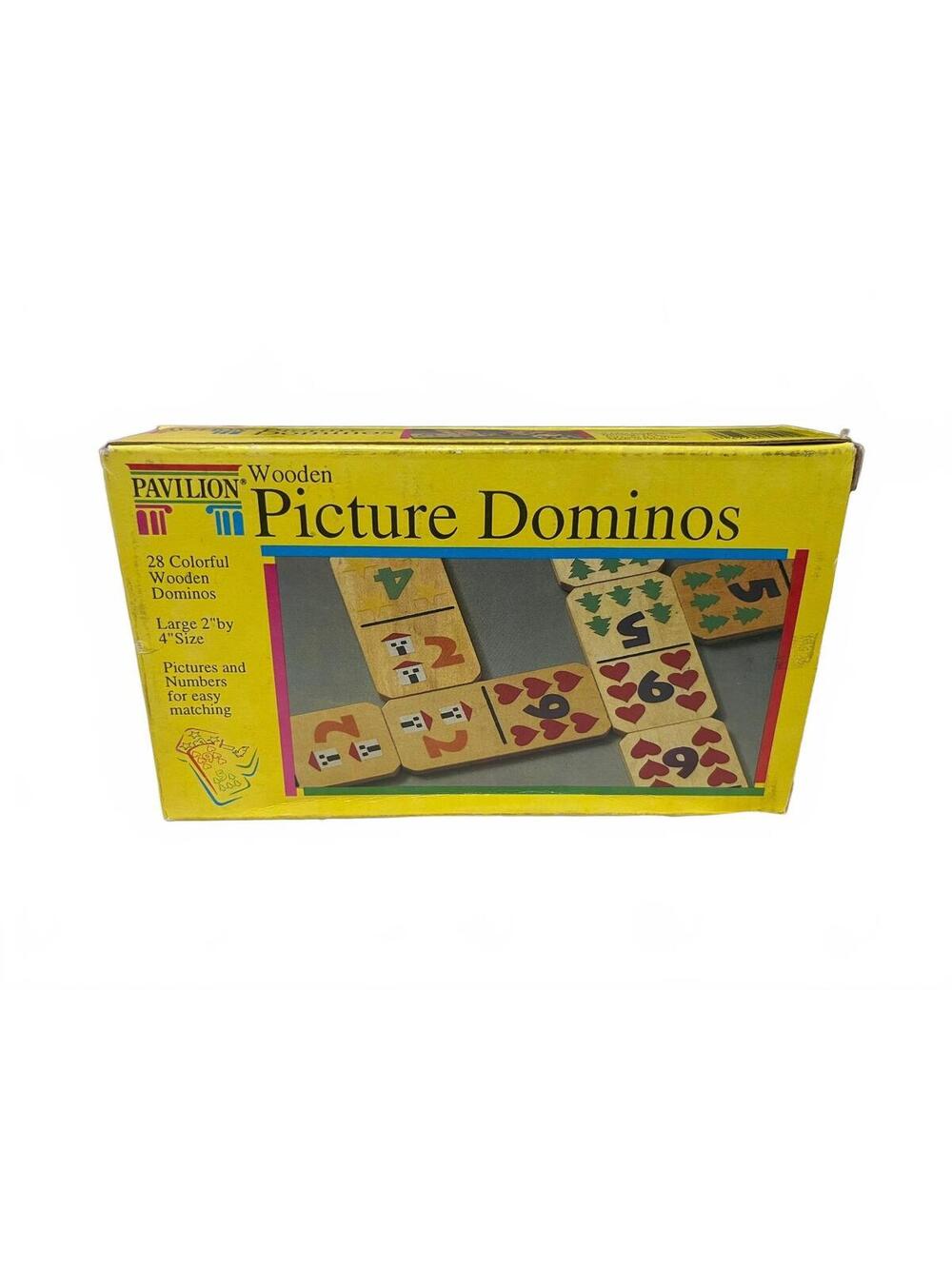 90s Pavilion Wooden Picture Dominos Large Matching Board Game 28 Pcs Retro